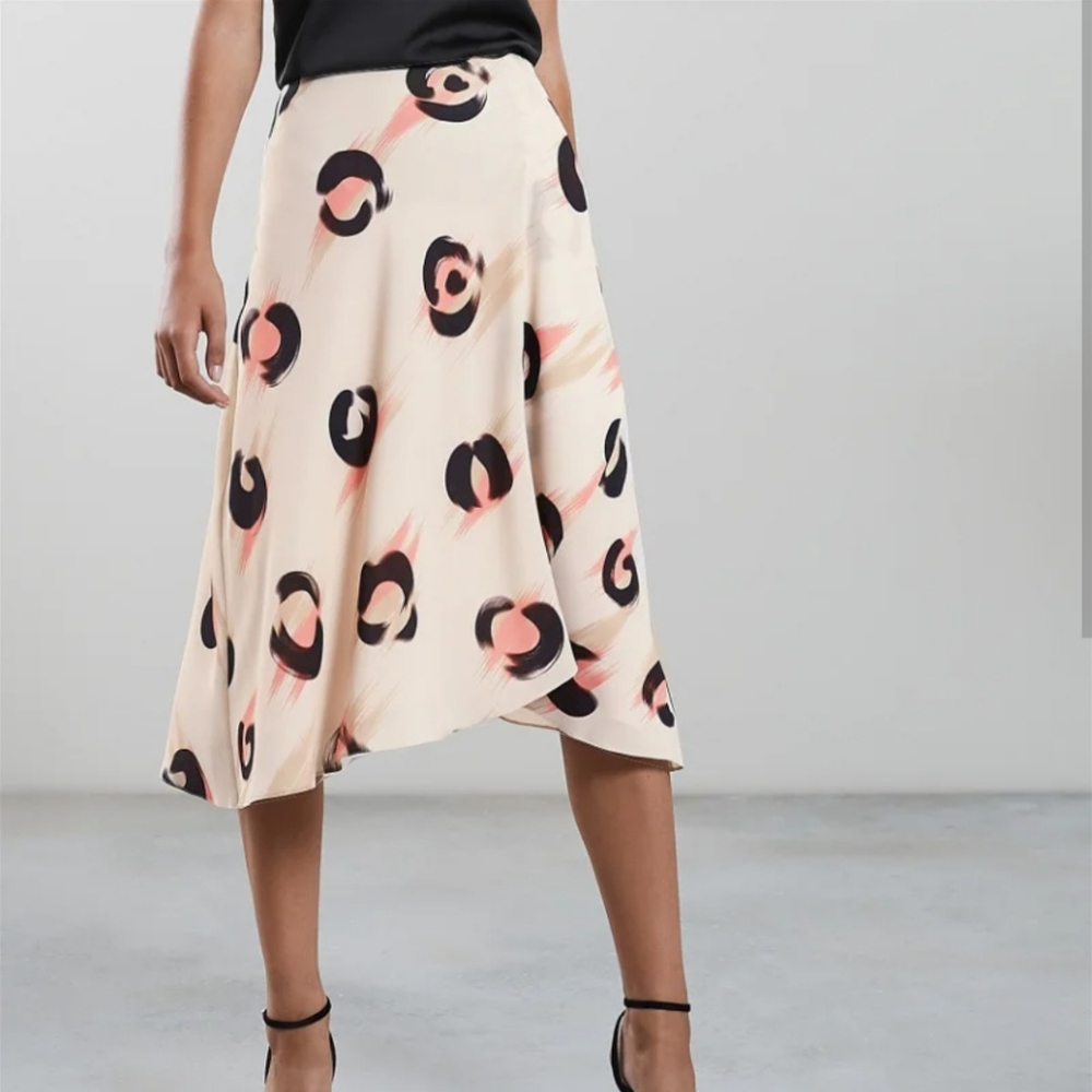 Reiss Marson Abstract Leopard Print Skirt Lined